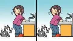 Hádanka: najděte 3 rozdíly na obrázku ženy s kočkou za 19 sekund